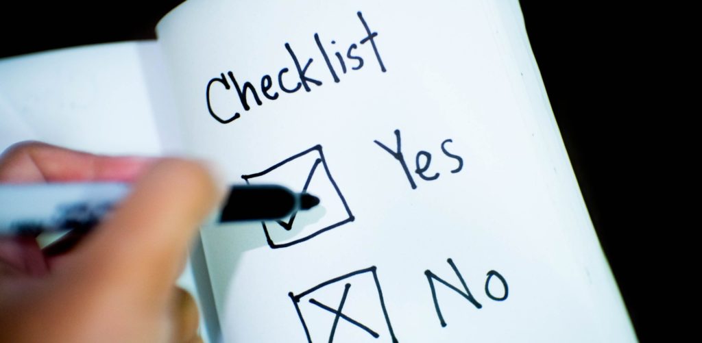 Checklist of essential yes or no